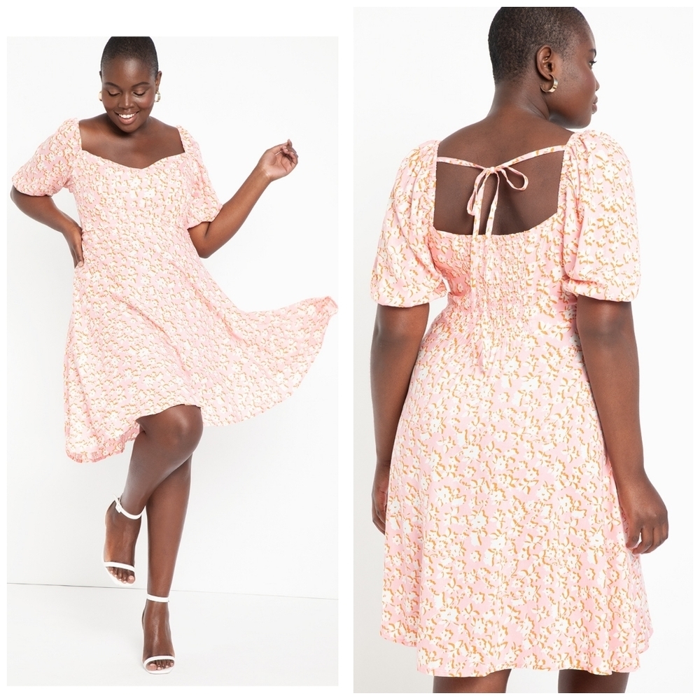 Eloquii Bashful Blooms puff sleeve dress 18